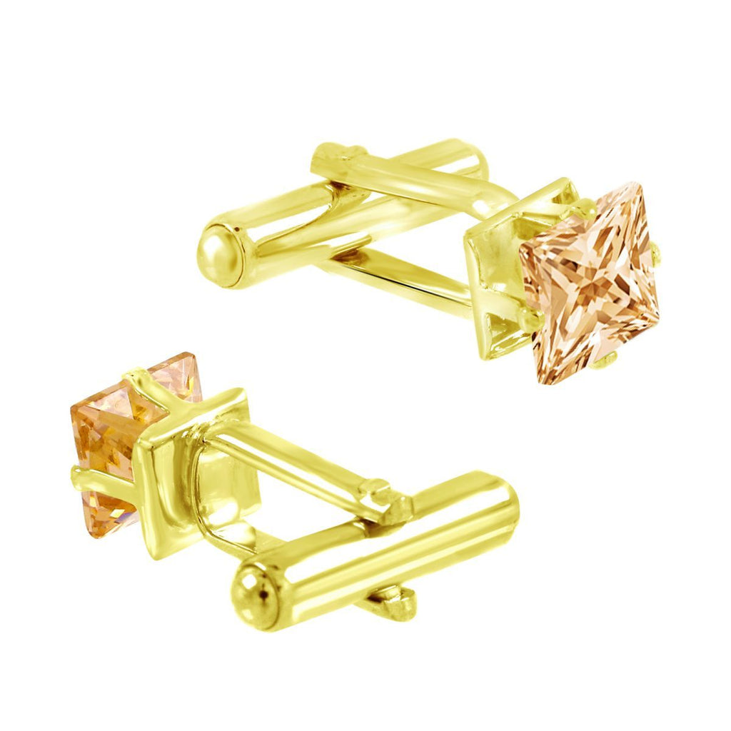 Square Brown Crystal Cufflinks In Box Bulk