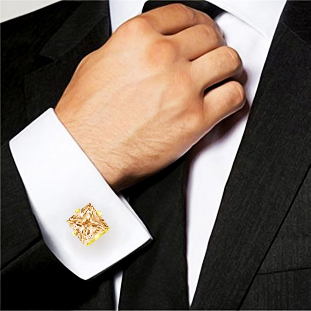 Square Brown Crystal Cufflinks In Box Bulk