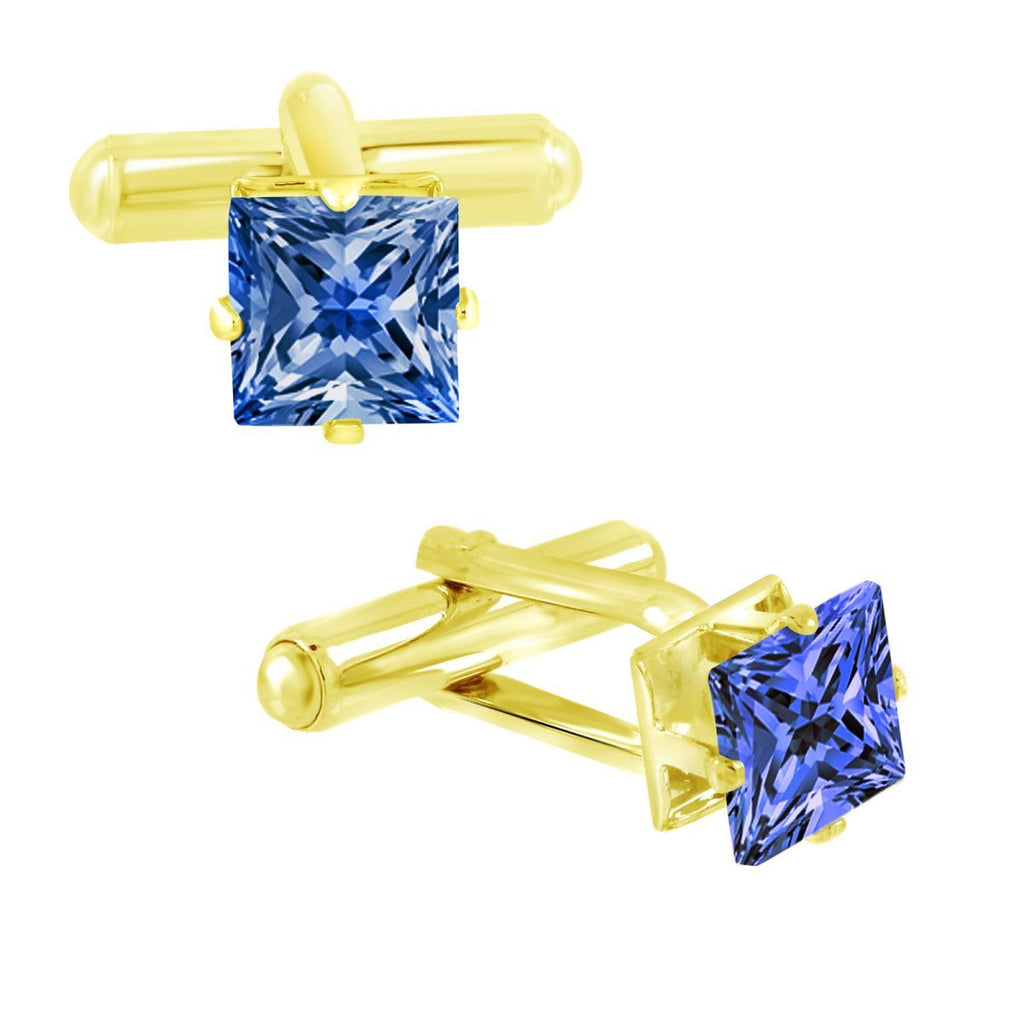 Square Blue Crystal Cufflinks In Box Bulk