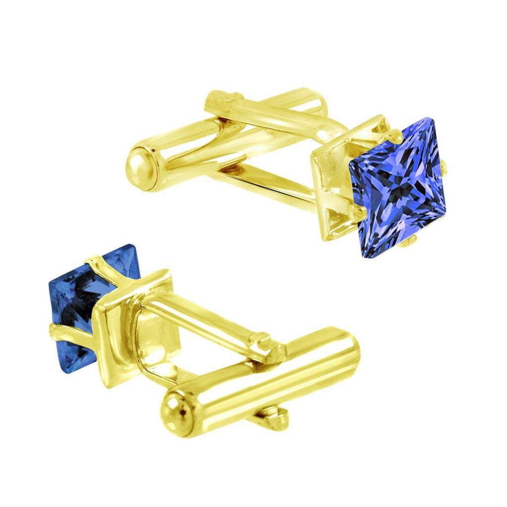 Square Blue Crystal Cufflinks In Box Bulk