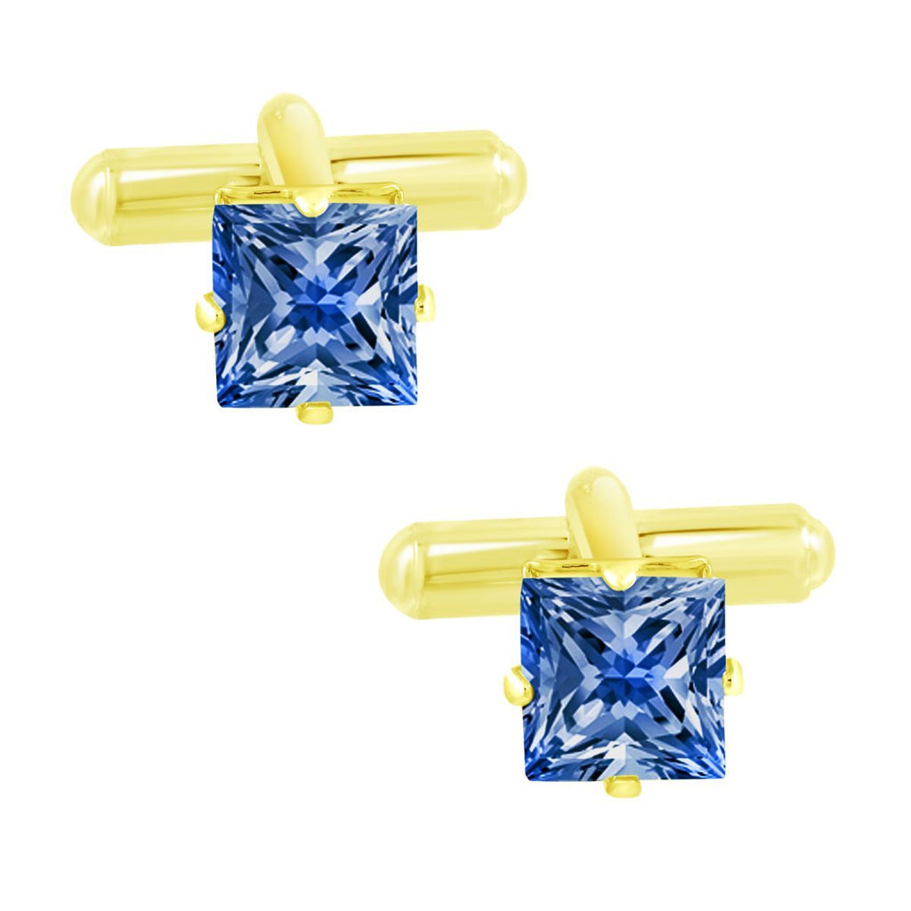 Square Blue Crystal Cufflinks In Box Bulk