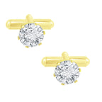 Round White Diamond Cufflinks In Box Bulk