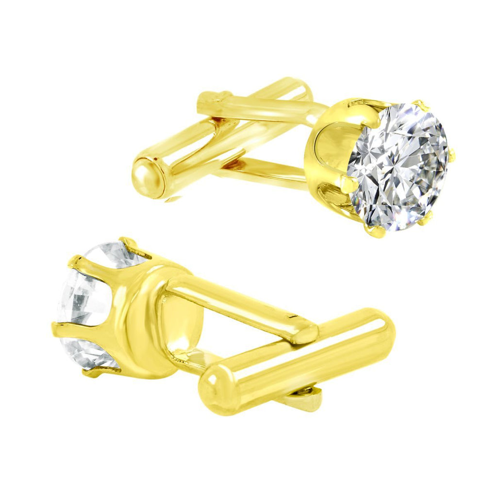 Round White Diamond Cufflinks In Box Bulk