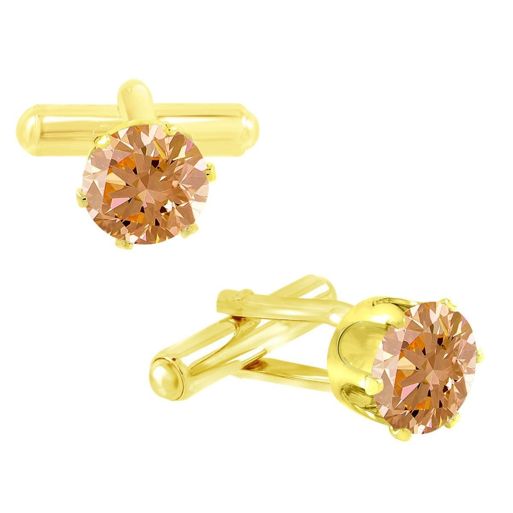 Round Brown Crystal Cufflinks In Box Bulk