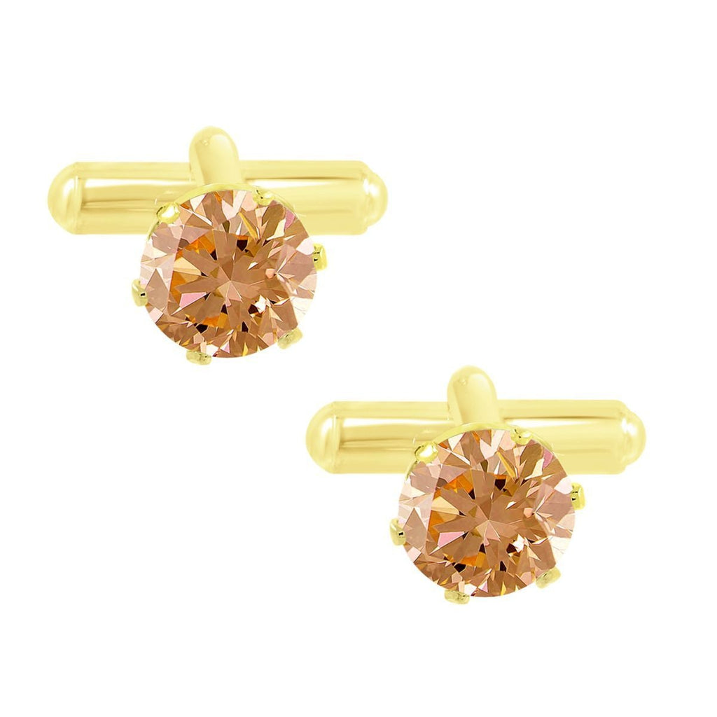 Round Brown Crystal Cufflinks In Box Bulk