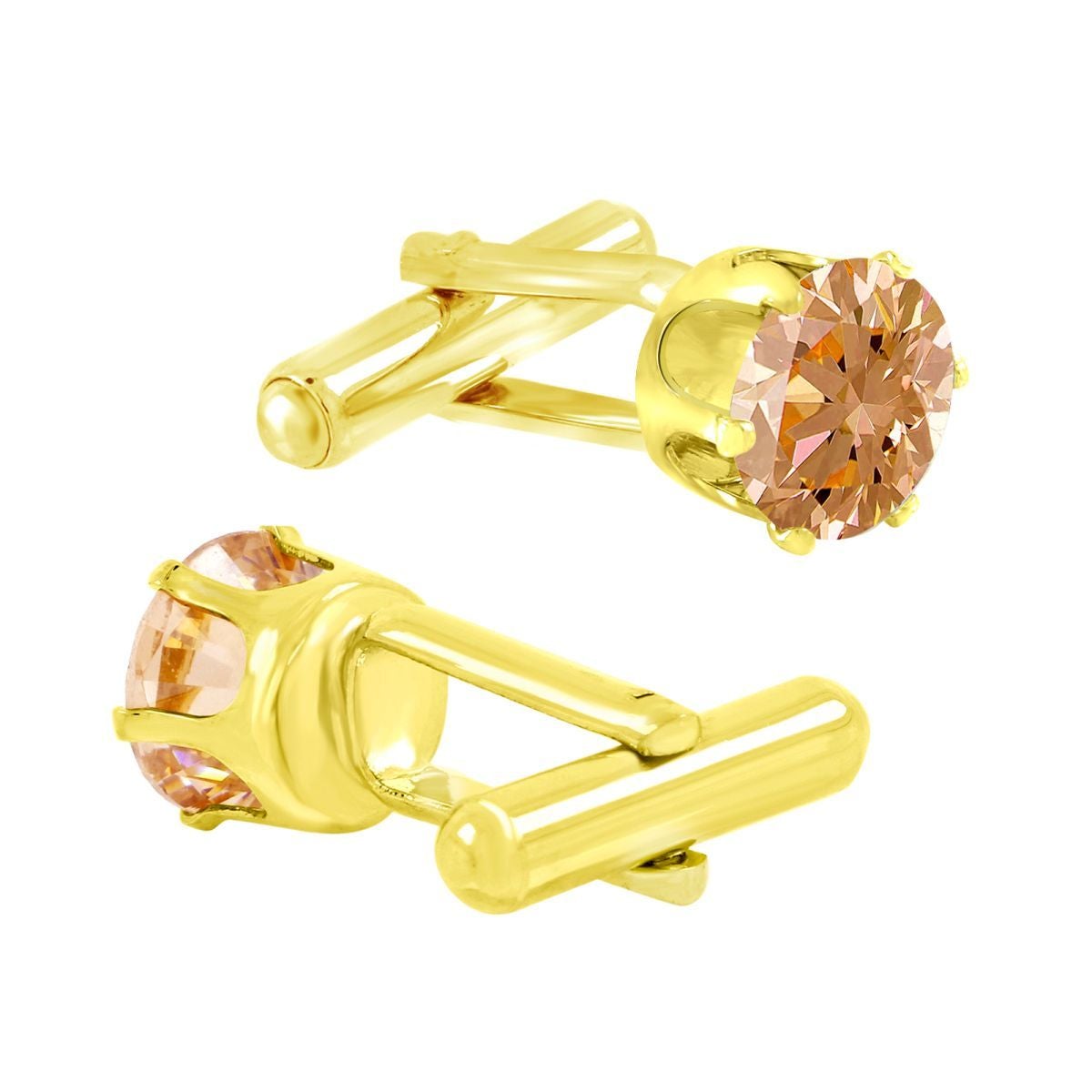 Round Brown Crystal Cufflinks In Box Bulk