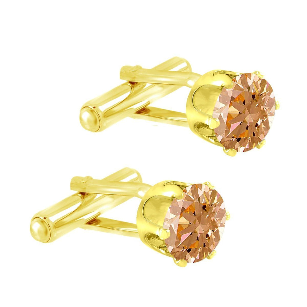 Round Brown Crystal Cufflinks In Box Bulk