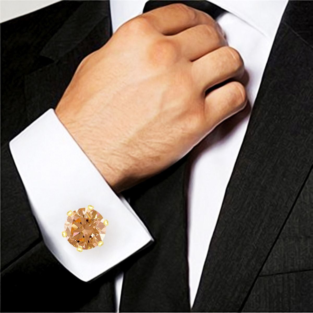 Round Brown Crystal Cufflinks In Box Bulk