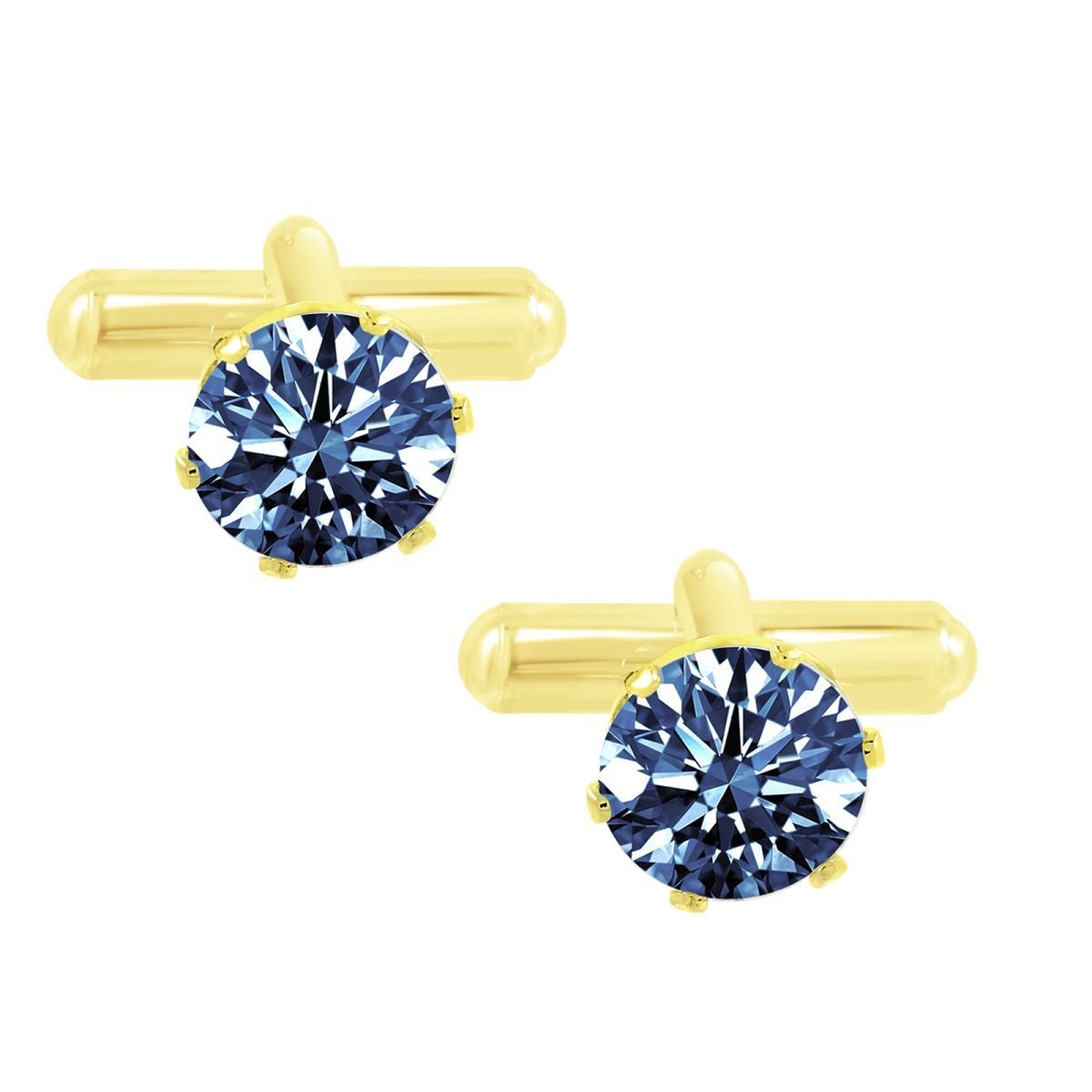 Round Blue Crystal Cufflinks In Box Bulk Secondary image