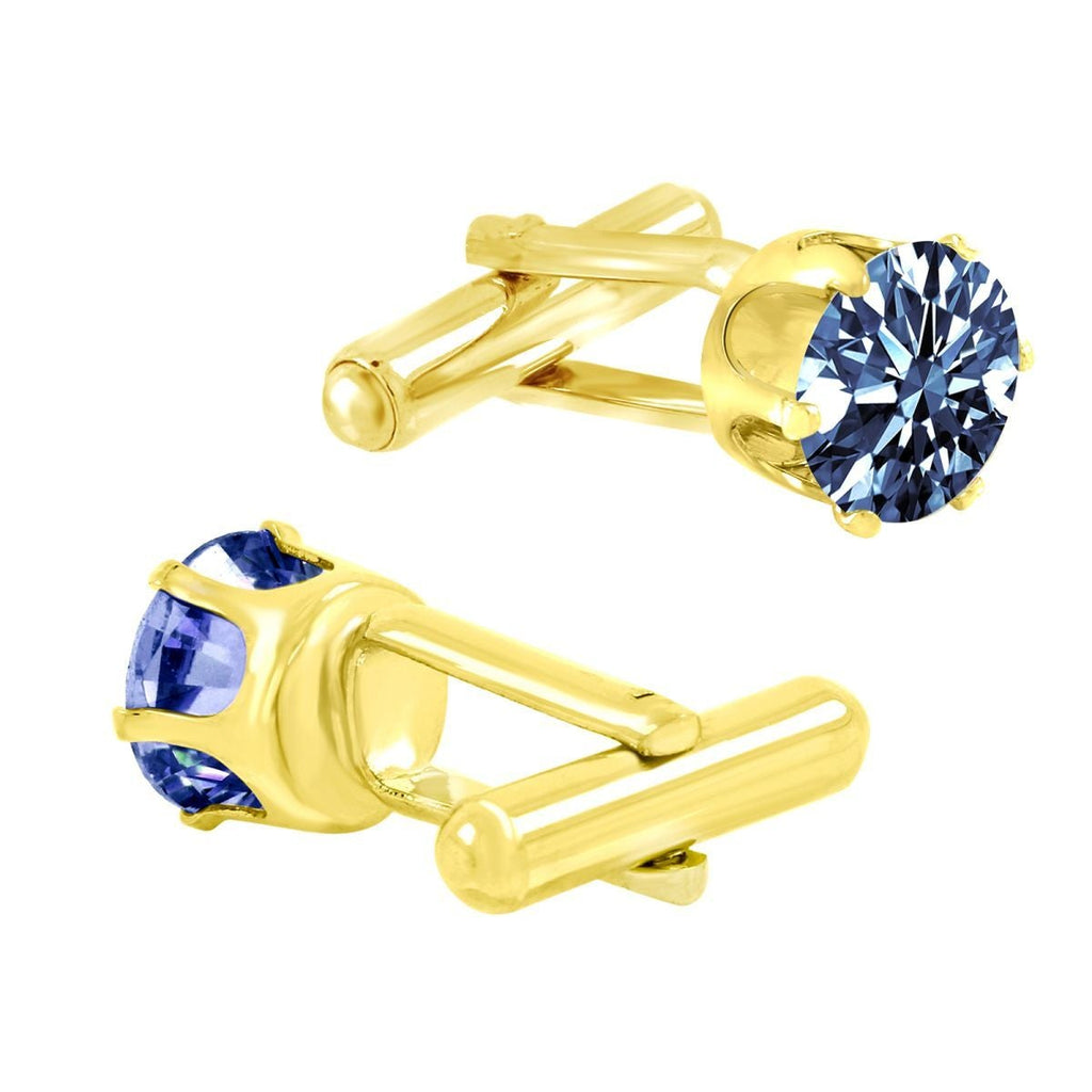 Round Blue Crystal Cufflinks In Box Bulk