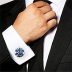 Round Blue Crystal Cufflinks In Box Bulk