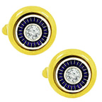 Gold Blue Diamond Cufflinks In Box Bulk