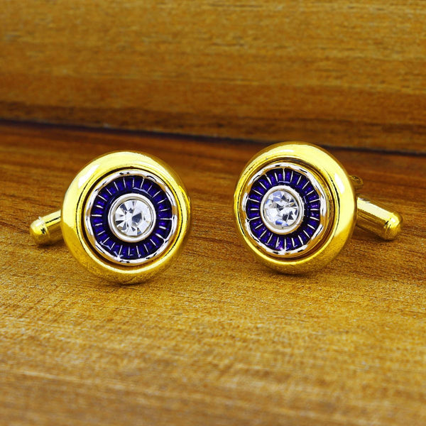 Gold Blue Diamond Cufflinks In Box Bulk Main image