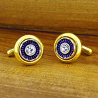 Gold Blue Diamond Cufflinks In Box Bulk