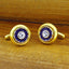 Gold Blue Diamond Cufflinks In Box Bulk
