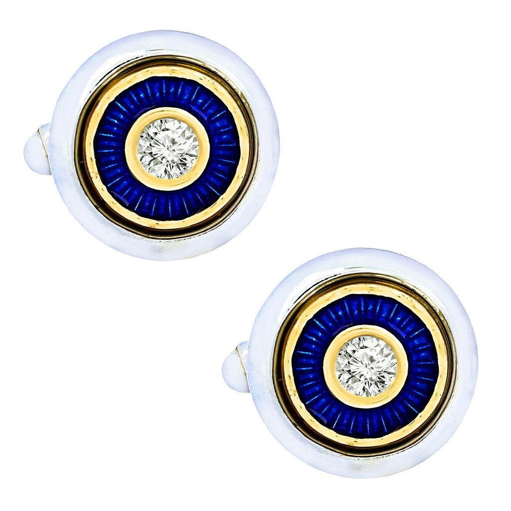 Silver Blue Diamond Cufflinks In Box Bulk
