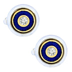Silver Blue Diamond Cufflinks In Box Bulk
