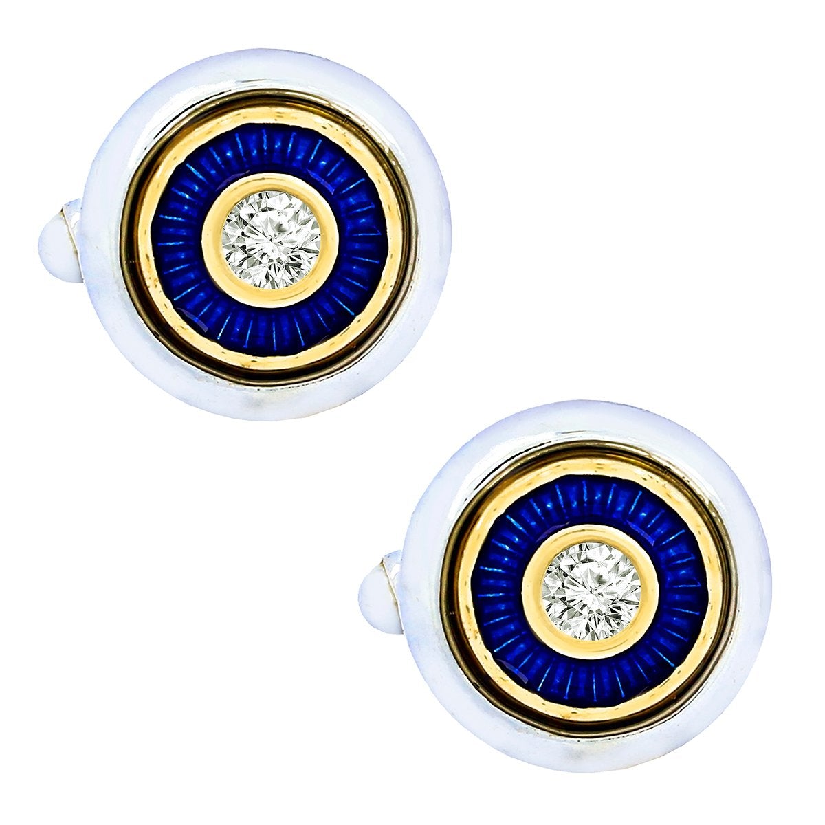 Silver Blue Diamond Cufflinks In Box Bulk