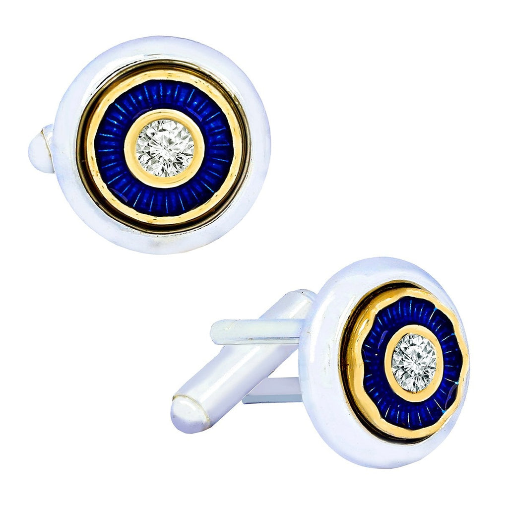 Silver Blue Diamond Cufflinks In Box Bulk