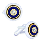 Silver Blue Diamond Cufflinks In Box Bulk