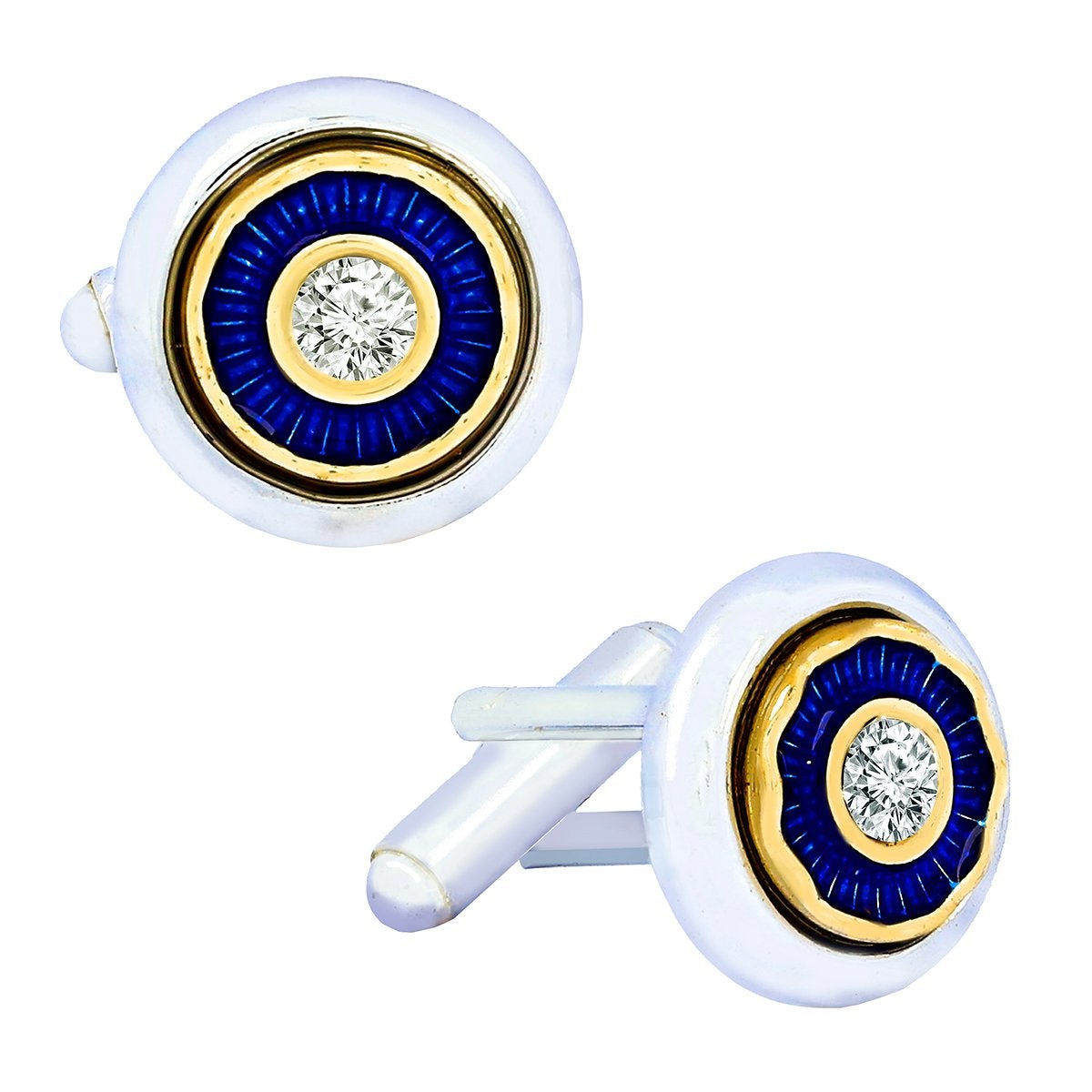 Silver Blue Diamond Cufflinks In Box Bulk