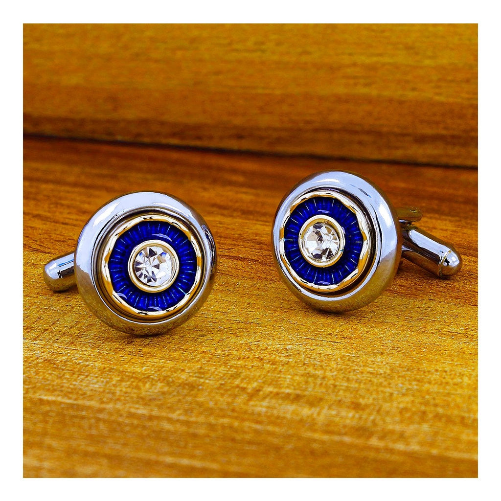 Silver Blue Diamond Cufflinks In Box Bulk