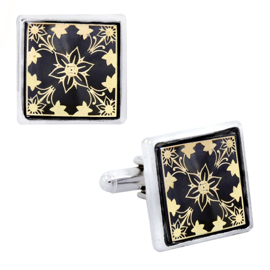 Victorian Filigree Black Gold Cufflinks In Box Bulk