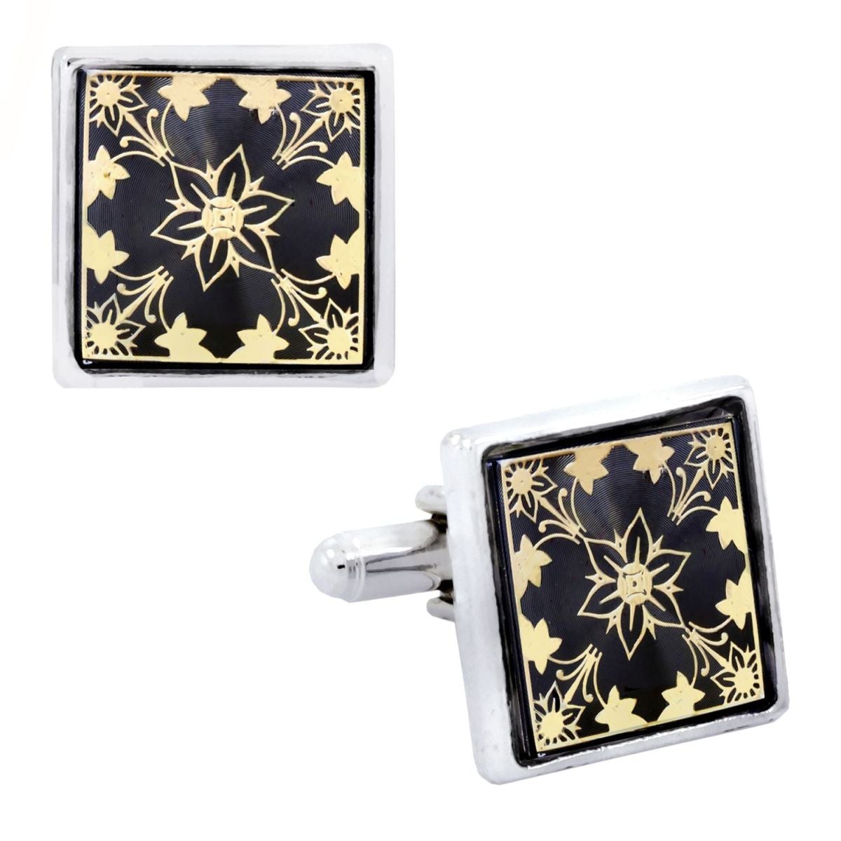 Victorian Filigree Black Gold Cufflinks In Box Bulk