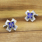 Victorian Filigree Blue Gold Cufflinks In Box Bulk