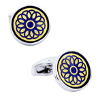 Blue Gold Floral Cufflinks In Box Bulk