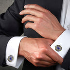 Blue Gold Floral Cufflinks In Box Bulk