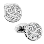 Round Silver Diamond Cufflinks In Box Bulk