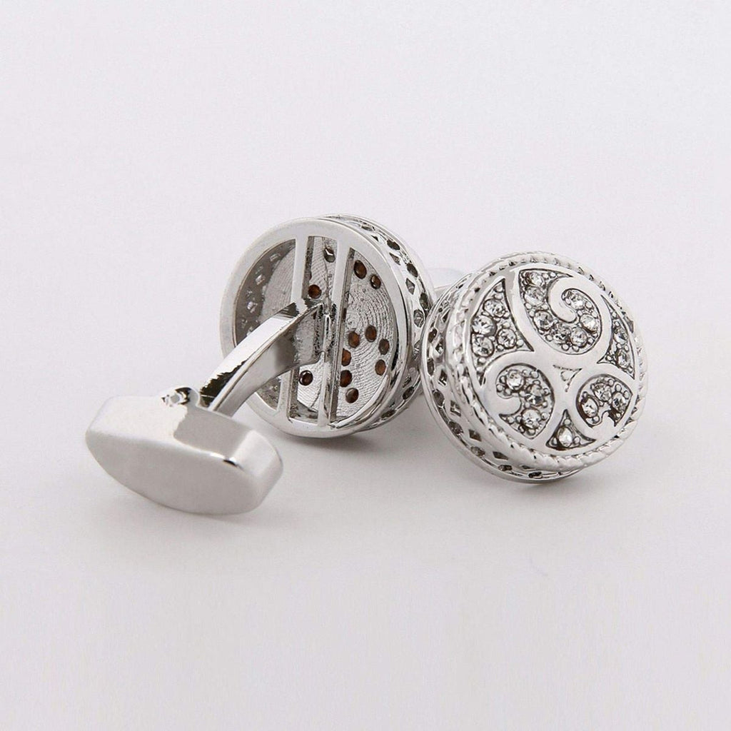 Round Silver Diamond Cufflinks In Box Bulk