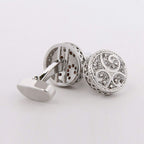 Round Silver Diamond Cufflinks In Box Bulk