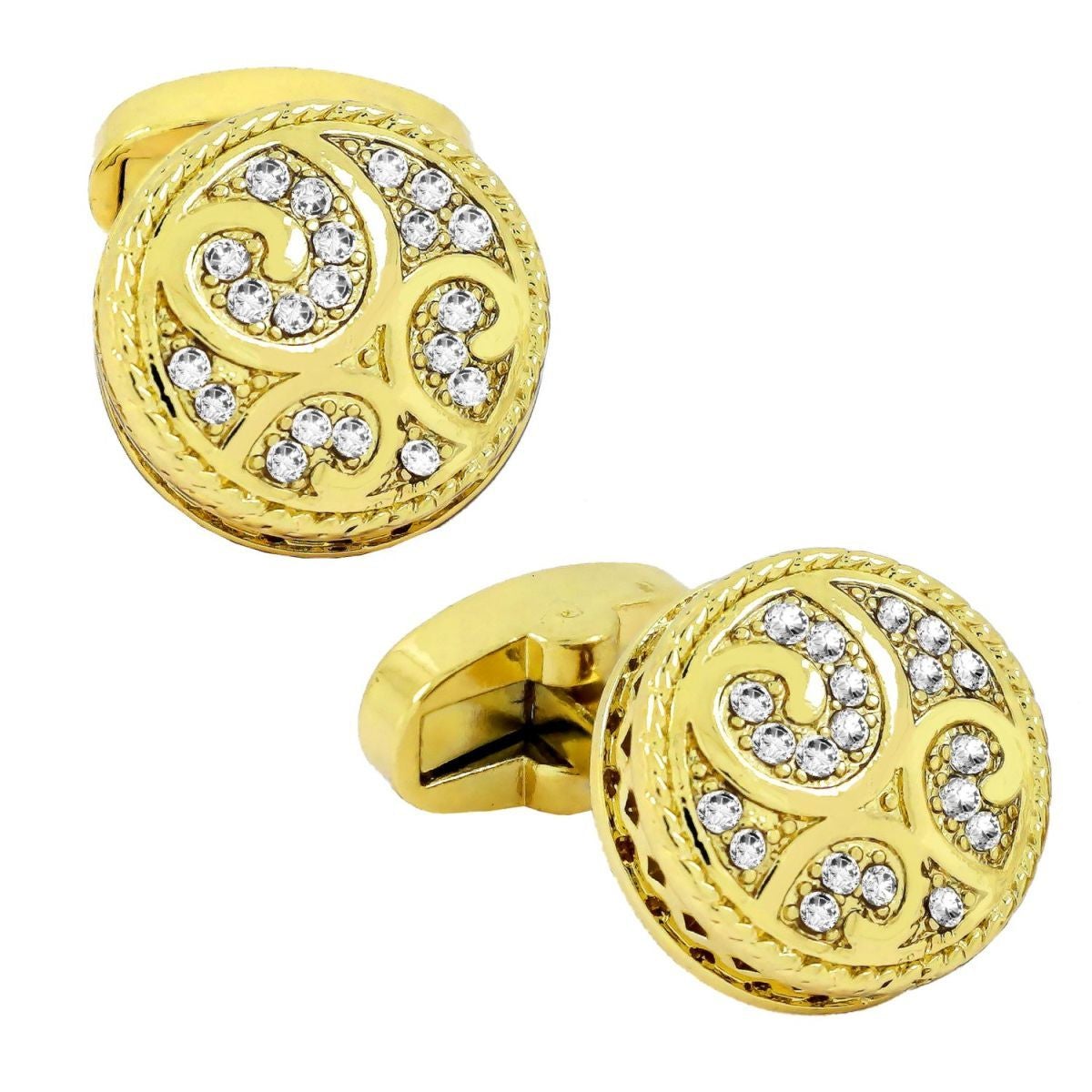 Round Gold Diamond Cufflinks In Box Bulk Secondary image