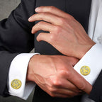 Round Gold Diamond Cufflinks In Box Bulk