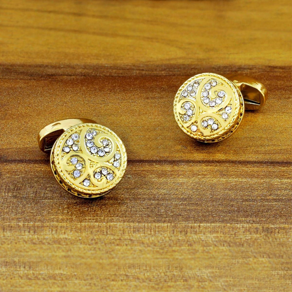 Round Gold Diamond Cufflinks In Box Bulk