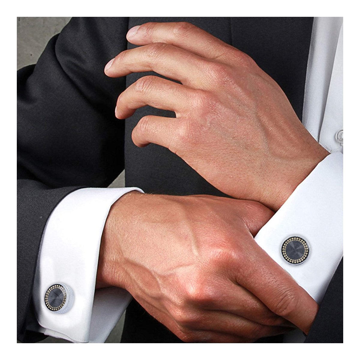 Round Grey Cufflinks In Box Bulk