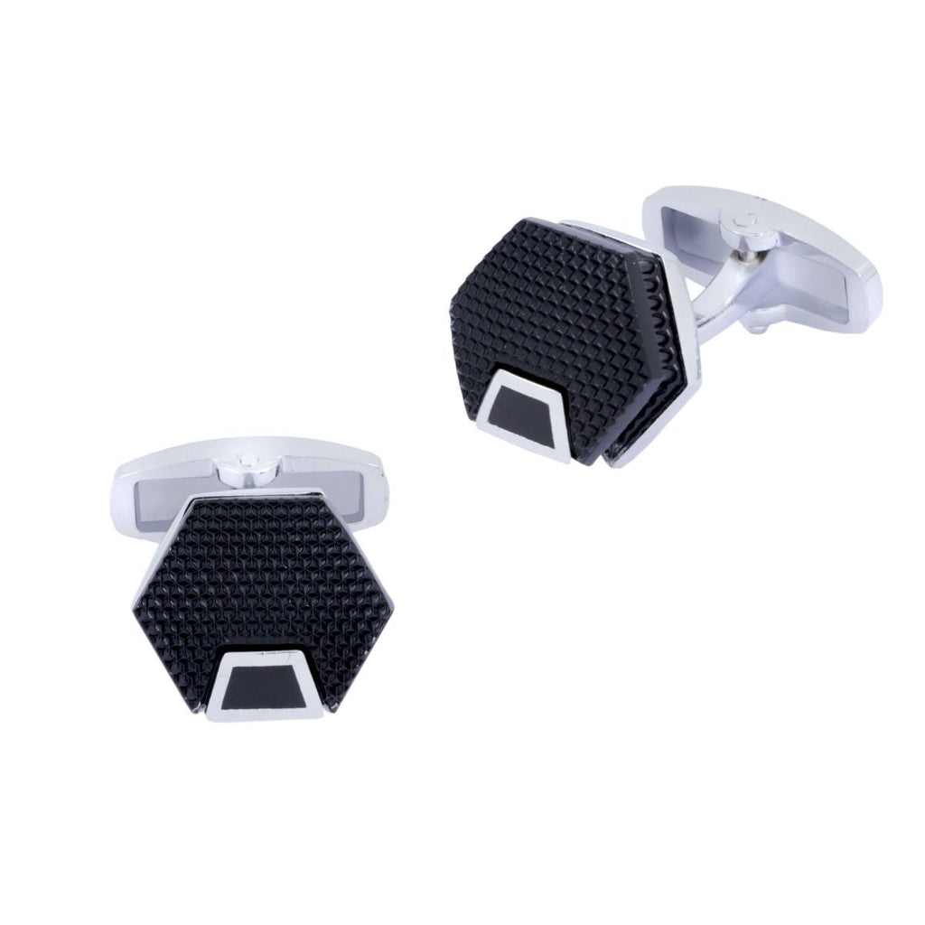 Hexagon Black Cufflinks In Box Bulk