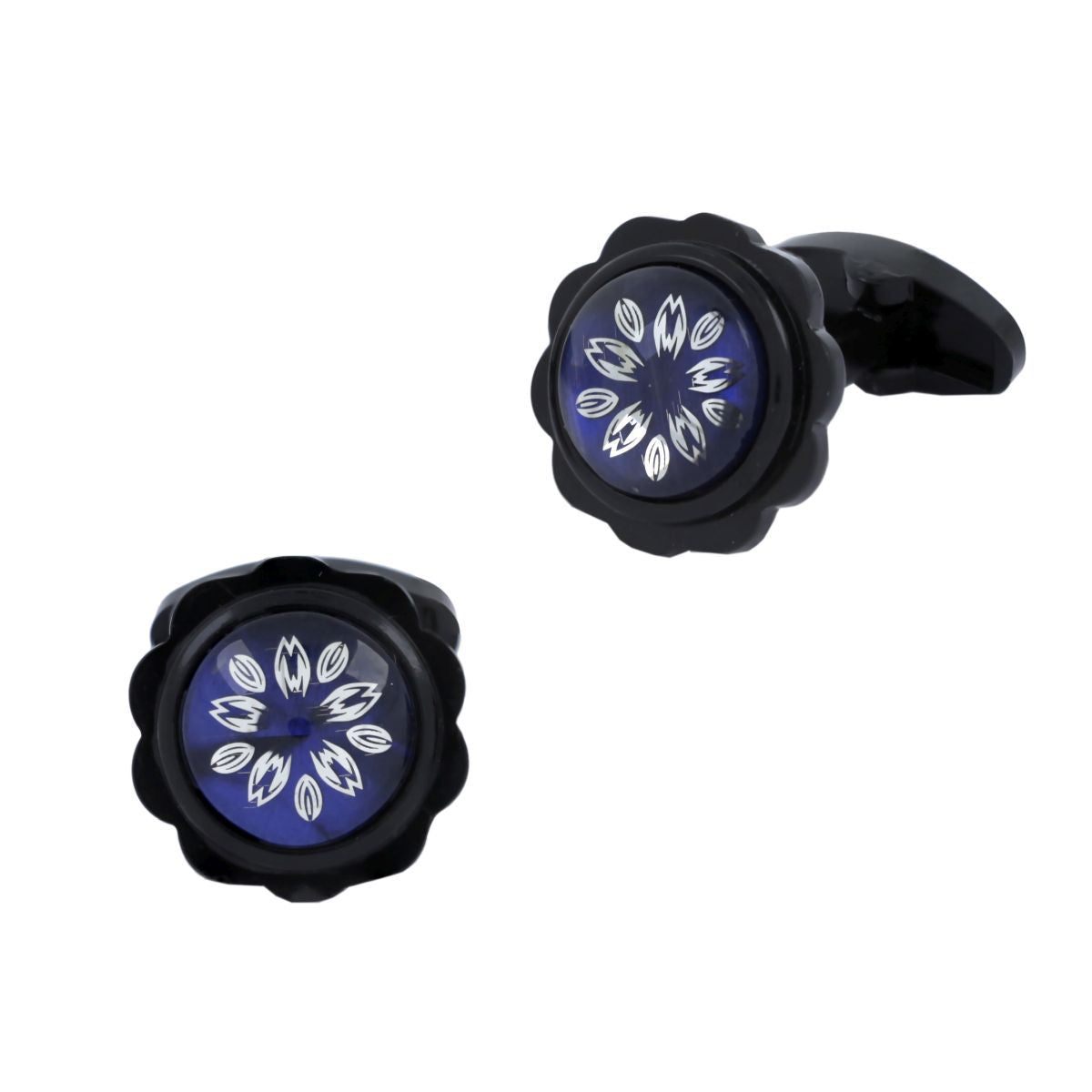 Blue Floral Cufflinks In Box Bulk