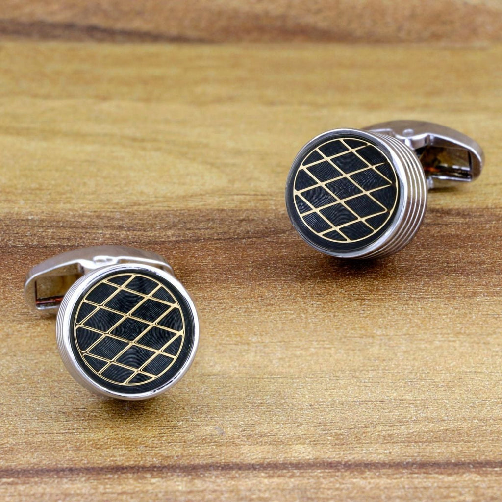 Black Gold Checks Cufflinks In Box Bulk