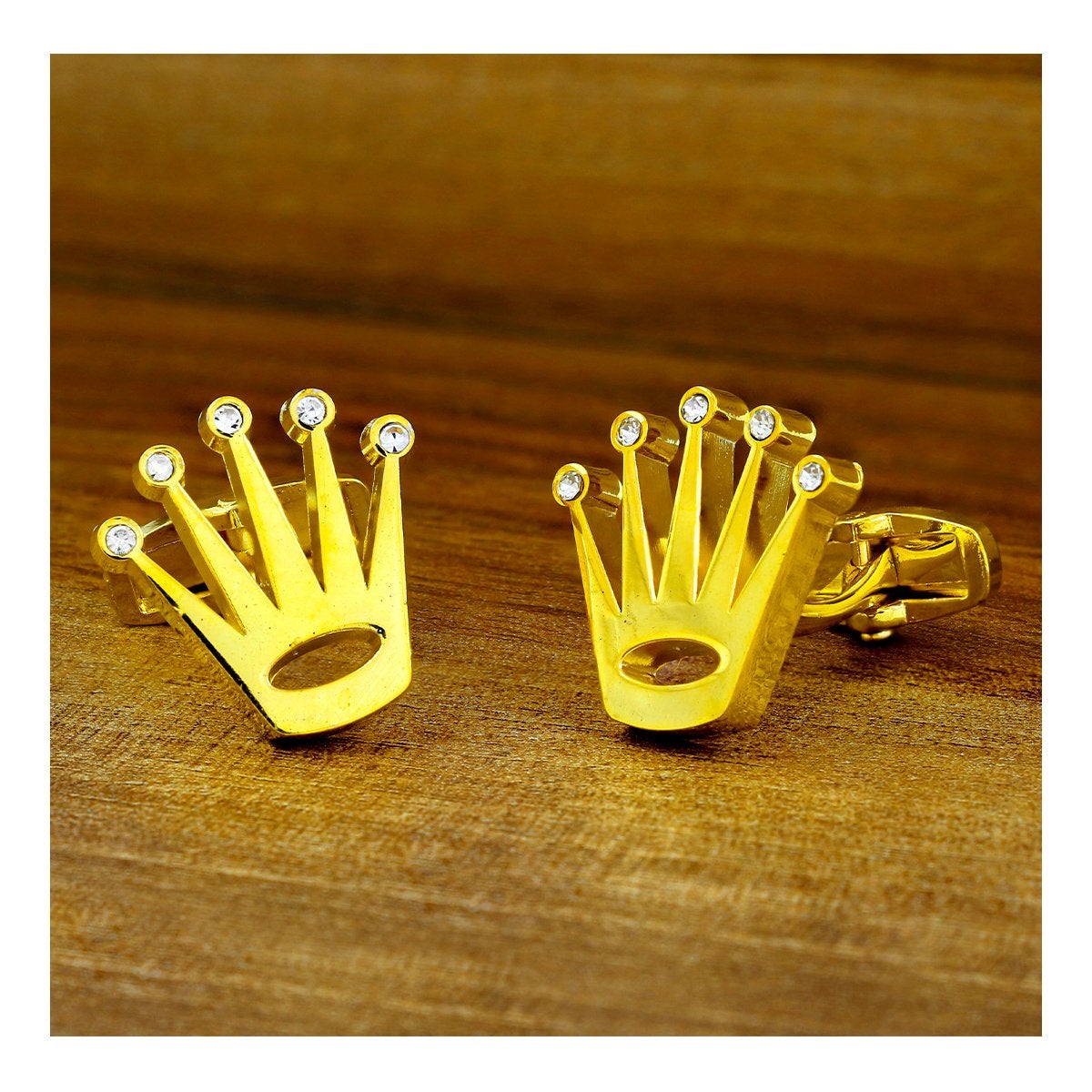 Gold Crown Diamond Cufflinks In Box Bulk Main image