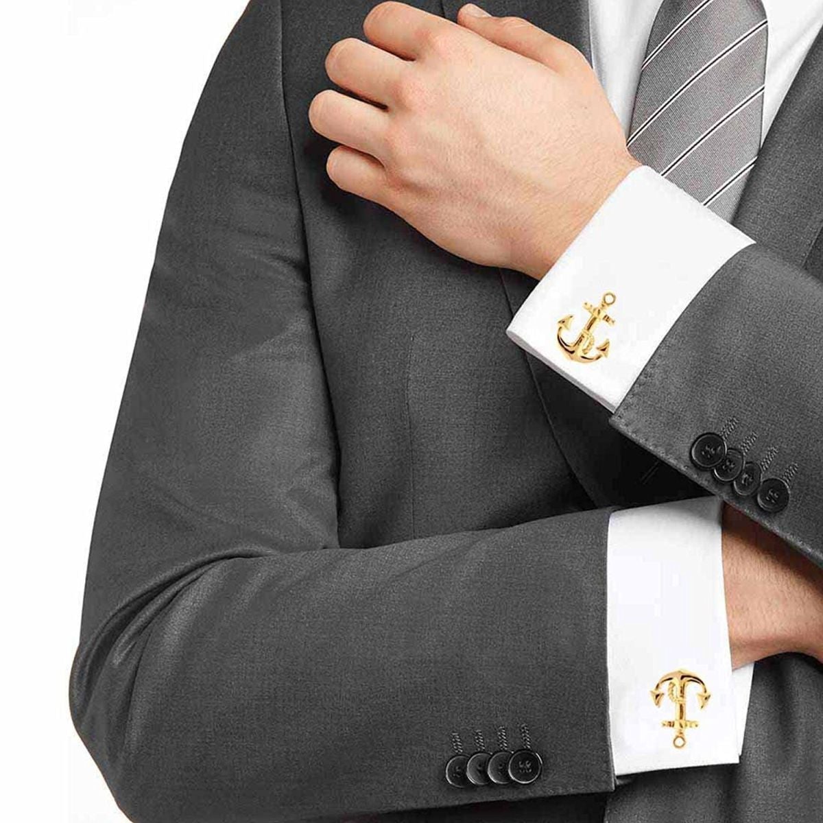 Gold Anchor Cufflinks In Box Bulk