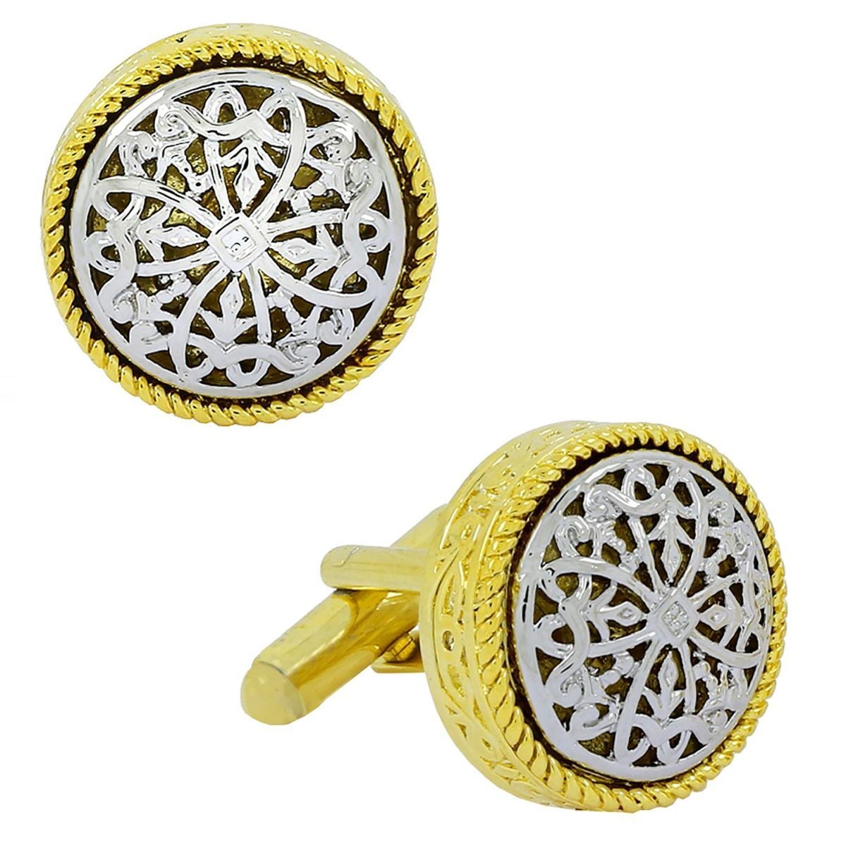 Victorian Filigree Gold Silver Cufflinks In Box Secondary image