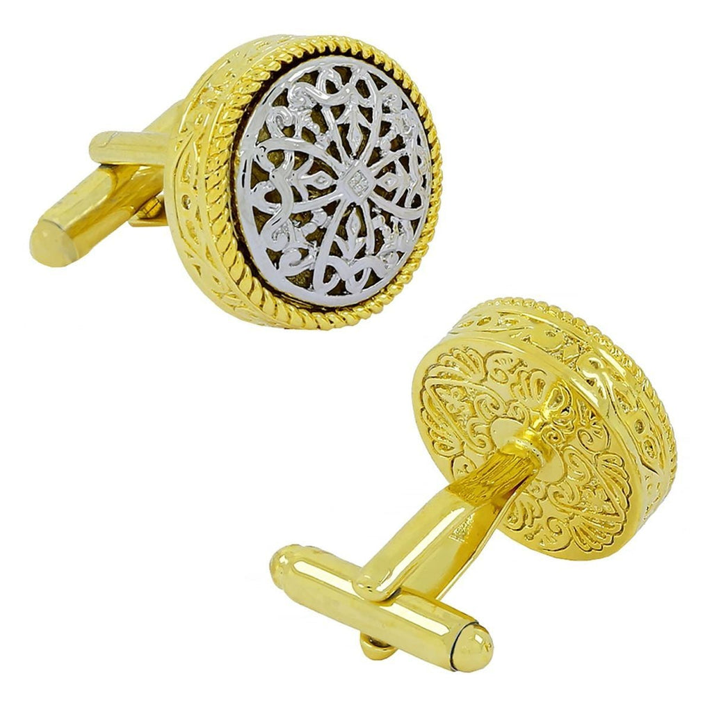 Victorian Filigree Gold Silver Cufflinks In Box