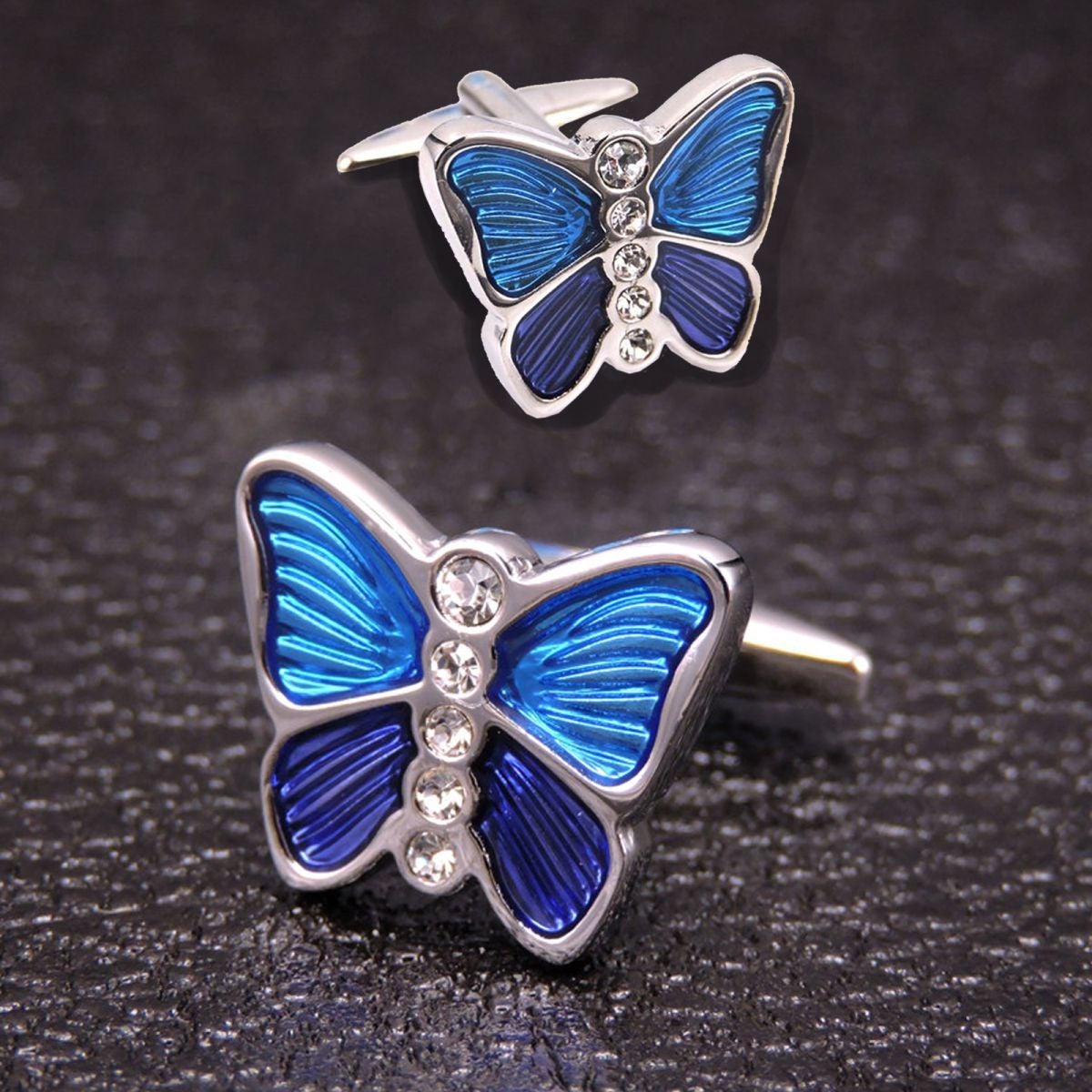 Blue Butterfly Diamond Cufflinks In Box Bulk Main image