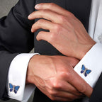 Blue Butterfly Diamond Cufflinks In Box Bulk