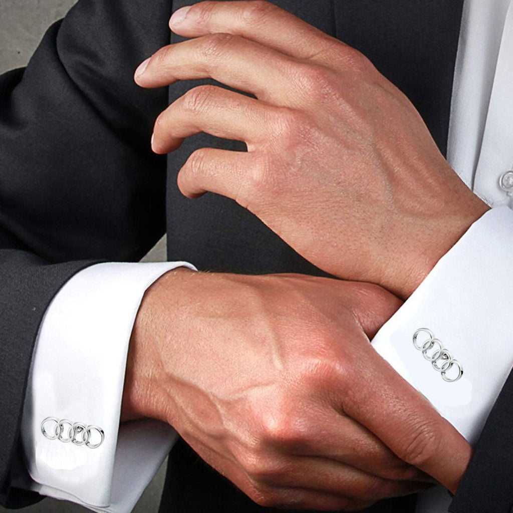 Silver Audi Rings Cufflinks In Box Bulk