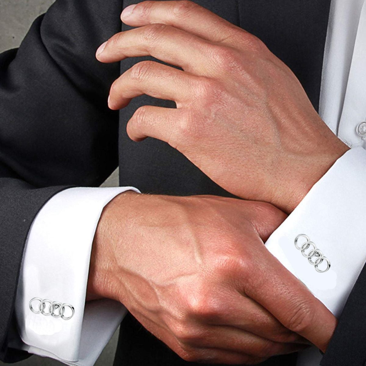 Silver Audi Rings Cufflinks In Box Bulk