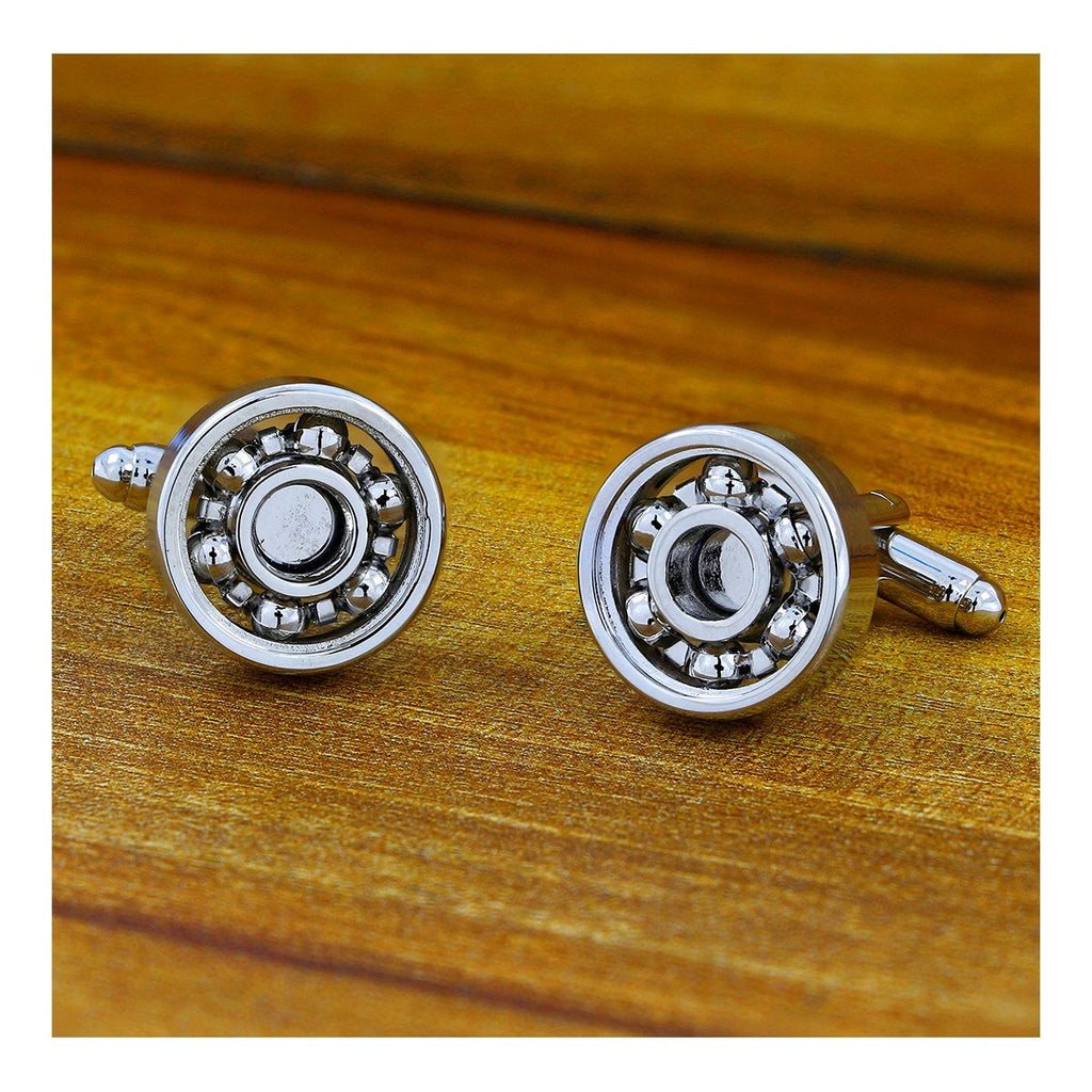 Silver Ball Bearing Cufflinks In Box
